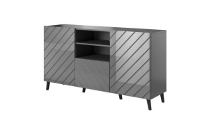 COMODA ELEGANTA, ABETTO 150CM, DIN PLACI LAMINATE SI MDF, GRI, DESIGN MODERN - Img 4