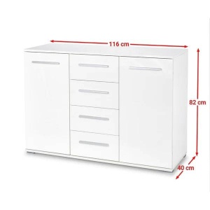 COMODA LIMA KM-4, ALBA, DIN PAL MELAMINAT, STIL MODERN - Img 2
