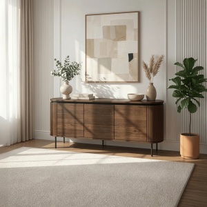 COMODA LIVING 160CM, ARTIM MEBLE, CU 3 USI, REALIZATA DIN MDF, CULOARE NUC, STIL MODERN - Img 7