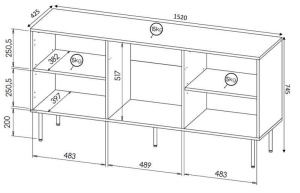COMODA LIVING, CAMA-HOLE-KOM-152-CZ/CZ, 152CM, NEGRU MAT, DIN PLACI LAMINATE SI MDF, DESIGN MODERN - Img 4