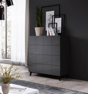 COMODA LIVING, CAMA-REJA-KOM4S-BI/BI, DIN PLACI LAMINATE SI MDF DIVERSE NUANTE, DESIGN MODERN - Img 6