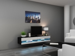 COMODA LIVING CU LED VIGO 180 NEGRU/ALB DESIGN MODERN CM