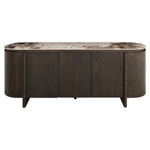 COMODA LIVING LANGFORD 200CM, REALIZAT DIN LEMN DE STEJAR, MDF SI CERAMICA, CULOARE MARO, DESIGN DEOSEBIT, RICHMOND INTERIORS