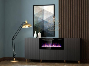 COMODA LIVING,PAFOS-KOM-EF-CZ/CZ, 180CM, PLACA LAMINATA, MDF SI PLASTIC, STIL MODERN, CAMA