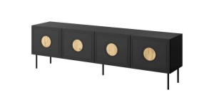 COMODA LIVING, PALAZZO-RTV-200-CZ/DC, 200CM, PLACA LAMINATA, MDF SI METAL, STIL MODERN, CAMA - Img 1