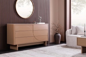 COMODA LIVING SAVOY 150CM, 3D, REALIZATA DIN MDF SI PLACA CERAMICA, CULOARE TRAVERTIN, ARTIM GROUP SELECTION