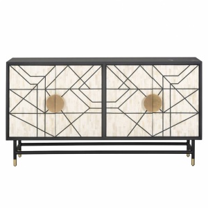 COMODA NOVAS, 150 CM, 7850, CREM/NEGRU/AURIU, DIN LEMN DE MANGO, MDF SI METAL, RICHMOND INTERIORS - Img 2