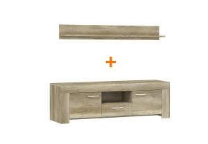 COMODA + RAFT LIVING SKY RTV SRTV155+ PÓŁKA P155 GRI COUNTRY DESIGN SCANDINAV PSK
