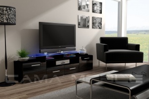 COMODA RTV CU LED EVORA NEAGRA DESIGN MODERN CM