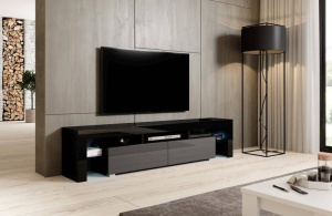 COMODA RTV LIVING TORO 200, NEGRU-GRI, DESIGN MODERN CM