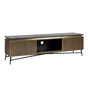 COMODA TV IRONVILLE, 170 CM, 7576, NEGRU/AURIU, DIN MDF, MARMURA SI METAL, RICHMOND INTERIORS