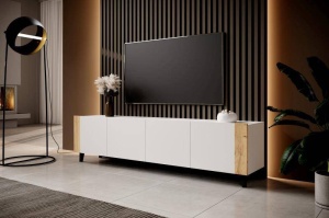 COMODA TV LIVING, FARO-RTV-BI/DC, 200CM, MDF LAMINAT, PAL SI PLASTIC, STIL MODERN, CAMA