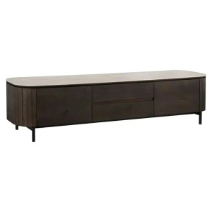 COMODA TV RITZ, 200 CM, BEJ/MARO, DIN MDF, CERAMICA SI FURNIR DE STEJAR, RICHMOND INTERIORS
