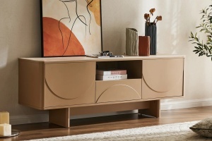 COMODA TV SAVOY 150CM, 3D, REALIZAT DIN MDF SI PLACA CERAMICA, CULOARE TRAVERTIN, ARTIM GROUP SELECTION