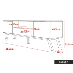 COMODA TV VERO DE CULOARE NEAGRA HIGH GLOSS 150CM DESIGN SCANDINAV - Img 4