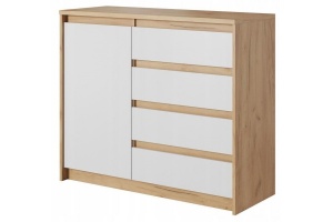 COMODA XELO 1D4S 106 ALB/STEJAR AURIU DESIGN SCANDINAV LSK - Img 1