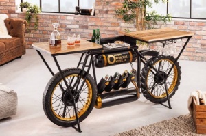 CONSOLA DEOSEBITA, MOTOCICLETA 185CM, DIN LEMN MASIV SI CADRUL DIN METAL