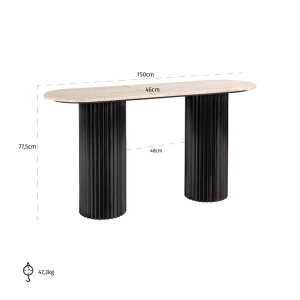 CONSOLA HAMPTON MARO INCHIS, 7910, CONFECTIONATA DIN MDF, METAL SI TRAVERTIN, STIL MODERN - Img 5