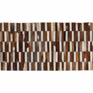Covor de lux din piele, maro/alb, patchwork, 69x140, PIELE DE VITĂ TIP 5, 0000188861 - Img 4