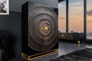 DULAP BAR LIVING, GOLDEN SUNSET 140CM, LEMN DE MANGO, NEGRU/AURIU, ARTIM GROUP