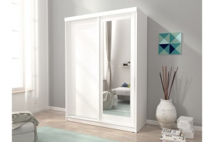 DULAP DORMITOR CU OGLINDA ALASKA 150 ALB DESIGN MODERN PSK - Img 1