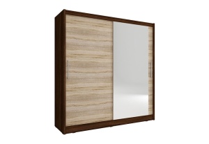 DULAP DORMITOR CU OGLINDA MAJA I 180 STEJAR SONOMA + CIOCOLATIU DESIGN MODERN PSK