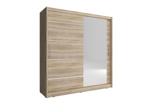 DULAP DORMITOR CU OGLINDA MAJA I ALU 200 STEJAR SONOMA DESIGN MODERN PSK