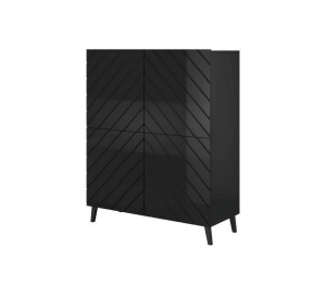 DULAP ELEGANT, ABETTO 100CM, DIN PLACI LAMINATE SI MDF, NEGRU, DESIGN MODERN