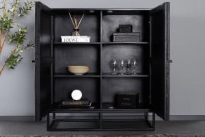 DULAP LIVING 120CM, BARRACUDA, MARO/NEGRU, DIN LEMN MASIV DE MANGO, LEMN TEC RECICLAT SI METAL - Img 3