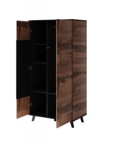 DULAP RANDOM S-1, 182X90 CM, STEJAR WOTAN/NEGRU, DIN MDF FURNIRUIT, POLIPROPILENA SI METAL, STIL MODERN - Img 3