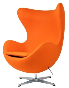 FOTOLIU CONFORTABIL EGG CLASSIC, PORTOCALIU 38/CROM, DIN CASMIR SI METAL, STIL MODERN B2