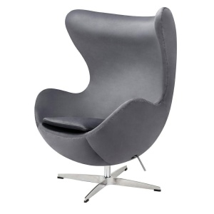 FOTOLIU CONFORTABIL EGG CLASSIC VELVET, GRI INCHIS/CROM, DIN CATIFEA SI METAL, STIL MODERN B2