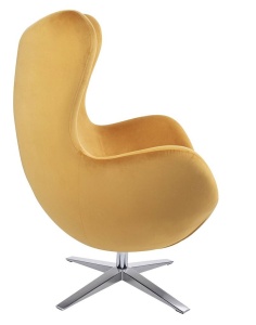 FOTOLIU CONFORTABIL EGG SZEROKI VELVET, GALBEN MUSTAR/CROM, DIN CATIFEA SI METAL, STIL MODERN - Img 3