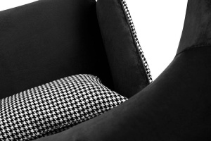 FOTOLIU CONFORTABIL HAMPTON, ALB/NEGRU/AURIU, TAPITAT IN CATIFEA, STIL MODERN B2 - Img 8