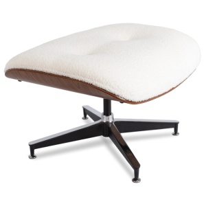 FOTOLIU CU TABURET LOUNGE, ARTIM, ALB BOUCLE, MATERIAL LEMNOS SI TEXTIL, STIL MODERN - Img 2