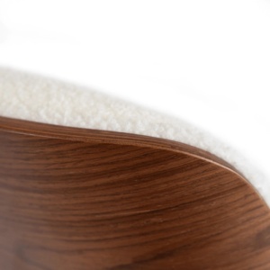 FOTOLIU CU TABURET LOUNGE, ARTIM, ALB BOUCLE, MATERIAL LEMNOS SI TEXTIL, STIL MODERN - Img 7