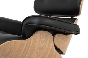 FOTOLIU DE RELAXARE DE LUX, ARTIM LOUNGE HM, REALIZAT PIELE NATURALA ITALIANA SI LEMN, CULOARE NEGRU/FRASIN, STIL EAMES - Img 4