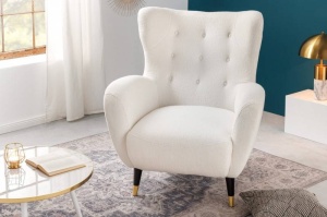 FOTOLIU DE RELAXARE, TEDDY, MATERIAL BOUCLE, ALB