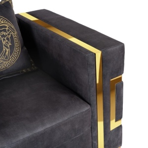 FOTOLIU DEOSEBIT, ARTIM MEBLE, MATERIAL TEXTIL( CATIFEA) SI SUPORT METALIC, CULOARE NEGRU/AURIU, STIL MODERN - Img 5