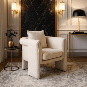 FOTOLIU DEOSEBIT, ARTIM MEBLE, REALIZAT DIN MATERIAL BOUCLE CREM SI METAL, STIL MODERN