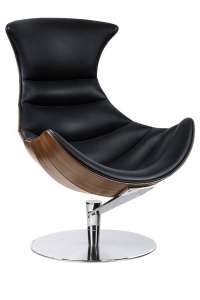FOTOLIU EXCLUSIVIST CU TABURET, HOMMER, NEGRU/NUC/CROM, PIELE NATURALA SI LEMN DE NUC, STIL MODERN - Img 6