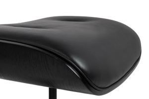 FOTOLIU EXCLUSIVIST CU TABURET, LOUNGE HM PREMIUM, NEGRU, PIELE NATURALA SI LEMN DE FRASIN, STIL MODERN - Img 7