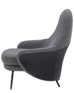 FOTOLIU LOBBY TEDDY, GRI/NEGRU, TAPITERIE DIN TEXTIL PLUSAT SI PIELE ECOLOGICA, STIL MODERN - Img 4