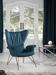 FOTOLIU MODERN, CADRUL DIN METAL SI TEXTIL ALBASTRU, SACHA, COD 695190 - Img 1