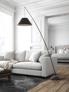 LAMPADAR JUNCO, 240 CM, NEGRU, DIN METAL, FIBRA DE CARBON SI TEXTIL, STIL MODERN