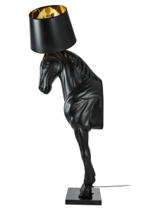 LAMPADAR KON HORSE STAND M, NEGRU, DIN FIBRA DE STICLA, MARMURA SI TEXTIL, STIL MODERN - Img 5