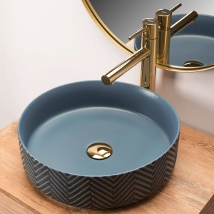 LAVOAR REA ASHLEY, ALBASTRU, 40 CM, MONTAJ PE BLAT, DIN CERAMICA, CALITATE SUPERIOARA, REA - Img 3