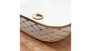 LAVOAR REA BELINDA DIAMOND, ALB/AURIU, 47 CM, DIN CERAMICA, PE BLAT, CALITATE SUPERIOARA, REA - Img 4