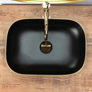 LAVOAR REA BELINDA, NEGRU/AURIU, EDGE, 46CM, DIN CERAMICA, PE BLAT, CALITATE SUPERIOARA, REA - Img 6