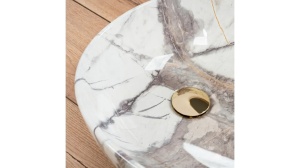LAVOAR REA GRETA, THUNDER SHINY, 65,5 CM, EFECT DE MARMURA ALBA, DIN CERAMICA, CALITATE SUPERIOARA - Img 3